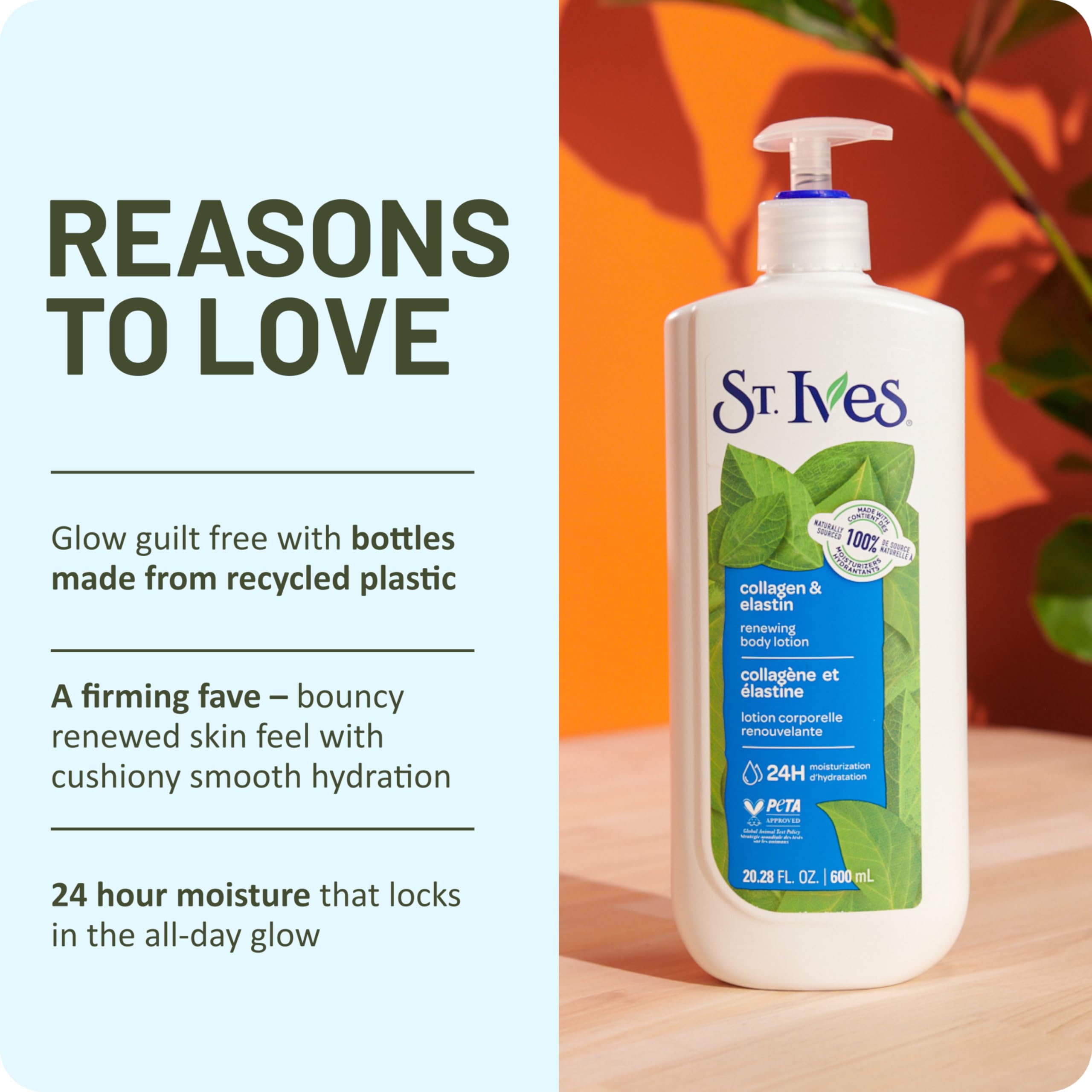 St. Ives Renewing Hand & Body Lotion for Women with Pump, Daily Moisturizer Collagen Elastin for Dry Skin, Made with 100% Natural Moisturizers, 21 fl oz, 4 Pack