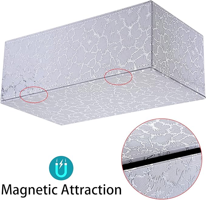 Sumnacon Rectangular Leather Tissue Box Cover - Stylish Tissue Box Holder with Magnetic Bottom, Decorative PU Tissue Box for Vanity Dresser Night Stand Table Countertop Home Office Car, Silver