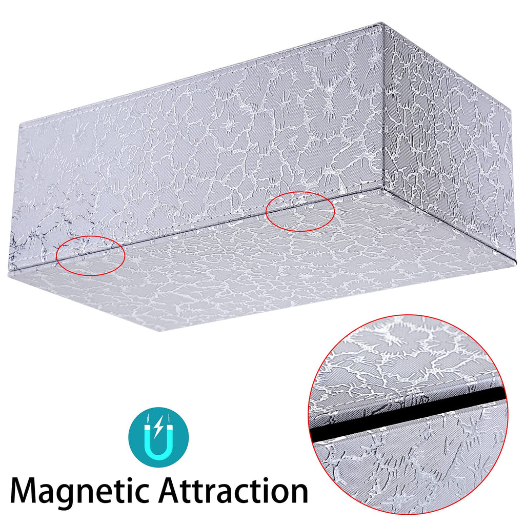 Sumnacon Rectangle Tissue Box Cover with Magnetic Bottom,Whaterproof,Silver