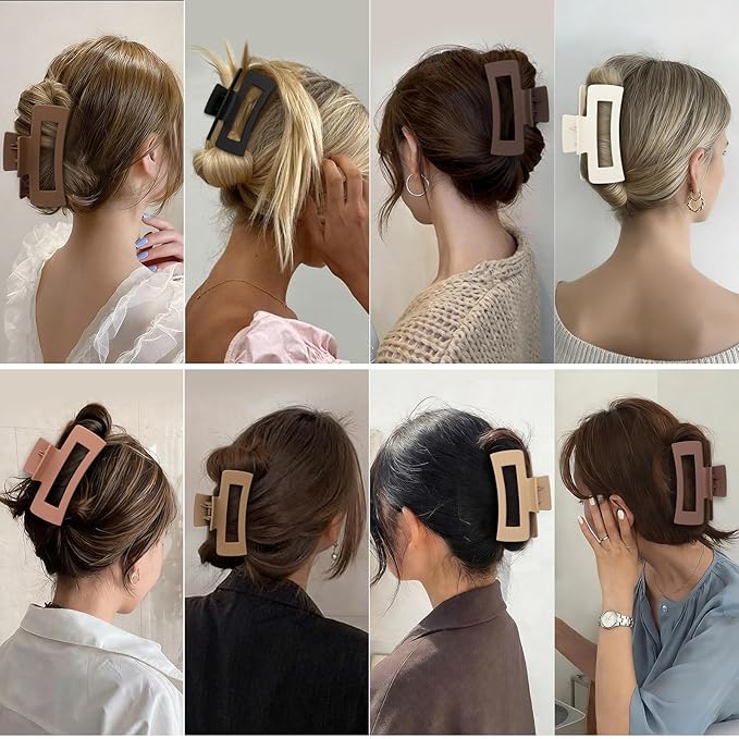 Sisiaipu 4.1 Inch Large Hair Claw Clips 12 Pcs Big Claw for Thick Hair Square Hair Clips Jumbo Jaw Clips Bulk Hair Accessories for women and Girls (Regular)
