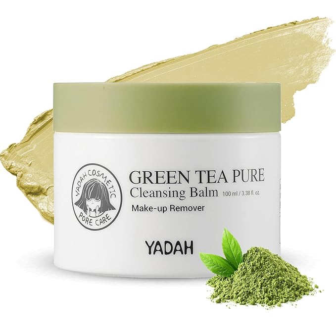 YADAH Green Tea Cleansing Balm (3.38 fl oz) - Makeup & Sunscreen Remover, Sorbet-to-Oil-to-Milk Cleanser with Less Rubbing, Thorough Rinse, Soft Finish, Olive, Sunflower, Jojoba Oils & Green Tea
