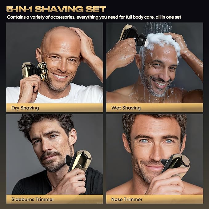 Electric Shaver for Women, Electric Razor with 7D Magnetic Shaver Heads, Wet Dry Waterproof Bald Head Trimmer Kit for Women & Men, Nose Ear Hair Trimmer, USB Rechargeable Clippers, Purple