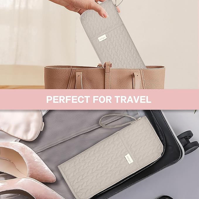 KarSyon Hot Tools Organizer Heat Resistant Mat Case Hair Tools Holder Travel Bag Portable Hair Styling Tools Cover Pouch for Curling Iron,Flat Iron,Hair Straightener (Camel)