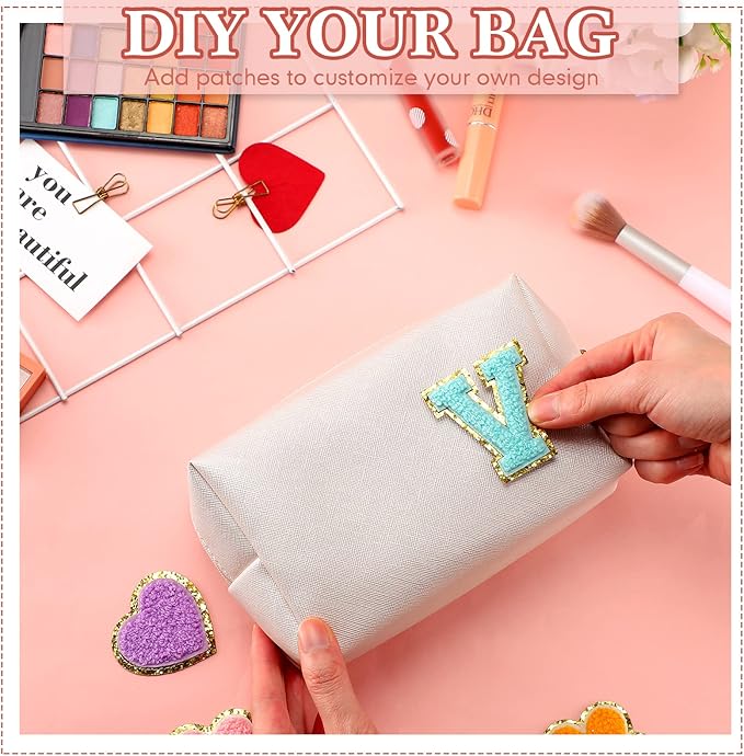 Kigeli Aesthetic Makeup Bags PU Leather Cosmetic Pouches Waterproof Plain Toiletry Bags Makeup Pouches Bulk for Women Party Gift Travel Storage Organizer(Ivory White,7.1 x 2.8 x 4.3 in)