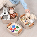 Storage Baskets for Organizing, Small Woven Basket Set of 6-4 Shelf Basket with Leather Handle and 2 Small Gift Baskets, Cotton Rope Basket for Shelves, Nursery, Dog Toy, Bathroom
