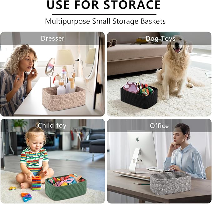 OIASKET 6 Pack Storage Baskets for Shelves, Small Baskets for Shelves, Cute Decorative Storage Bins, Organizer Basket for Gifts Empty, 11.8''Lx7.8''Wx4.7''H-Grey