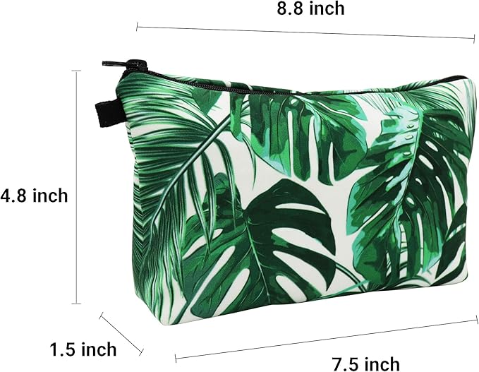 Aiphamy Cute Travel Makeup Bag Cosmetic Bag Small Pouch Gift for Women (Leaves)
