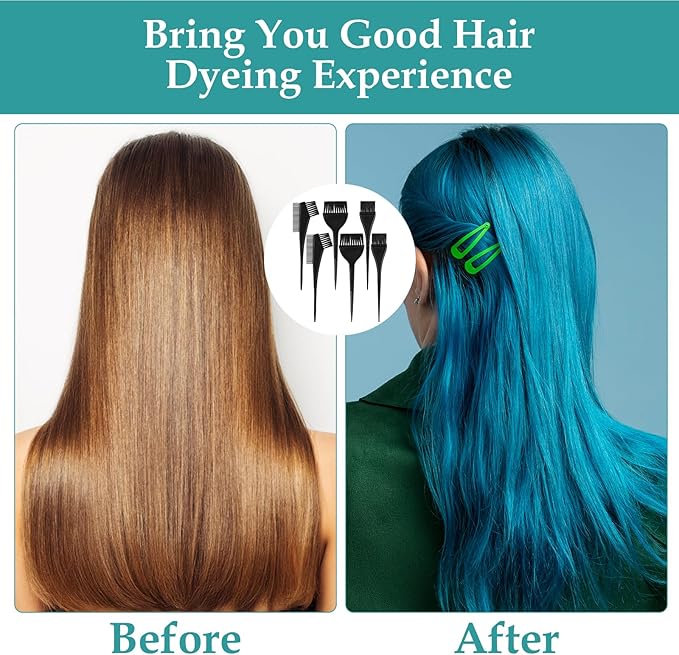 oruola 6pcs Hair Dye Brushes, Hair Coloring Brush, Professional Salon Color Brushes for Hairs Stylist,3 Styles Hairs Tint Dyeing Brush Set for Coloring and Dyeing