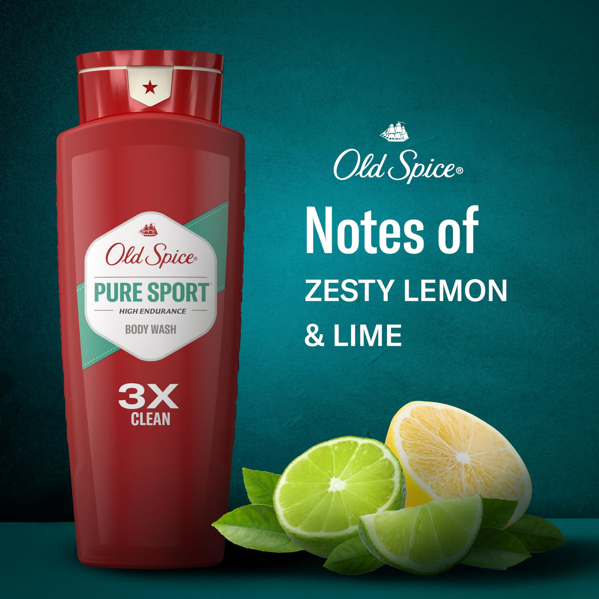 Old Spice Body Wash for Men, Lasting Pure Sport Scent, 24 fl oz Pack of 2
