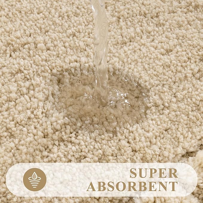 Pauwer Bathroom Rugs Sets 3 Piece, Microfiber Bath Mat Set, Light Beige