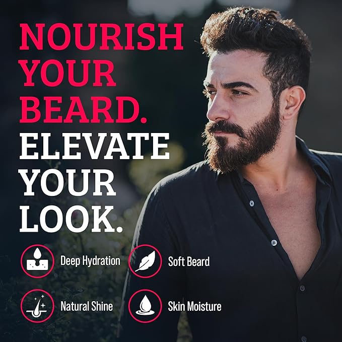 Beard Oil - Beard Softener for Men - Made with Natural Ingredients like Jojoba Oil & Castor Oil - Sandalwood Fragrance - Vegan, Cruelty-Free, Gentle on Skin - 1 oz