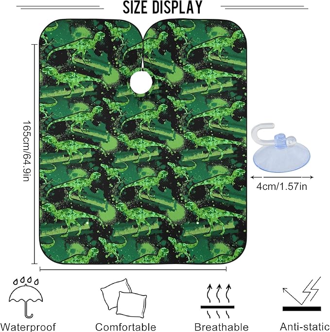 Visesunny Barber Cape - Military Style Dinosaur Animal Polyester Hair Cutting Salon Apron Anti-Static Haircut Shaving Cloth Beard Shaving Bib Hairdressing Cape