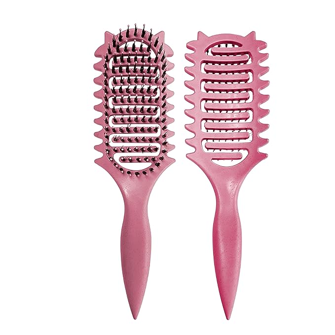 New Curly Hair Brush Ventilated Boar Bristle Hair Brush,Curl Defining Brush,For Curly Hair Wet,Curl Defining Brush For Women And Men (Pink)