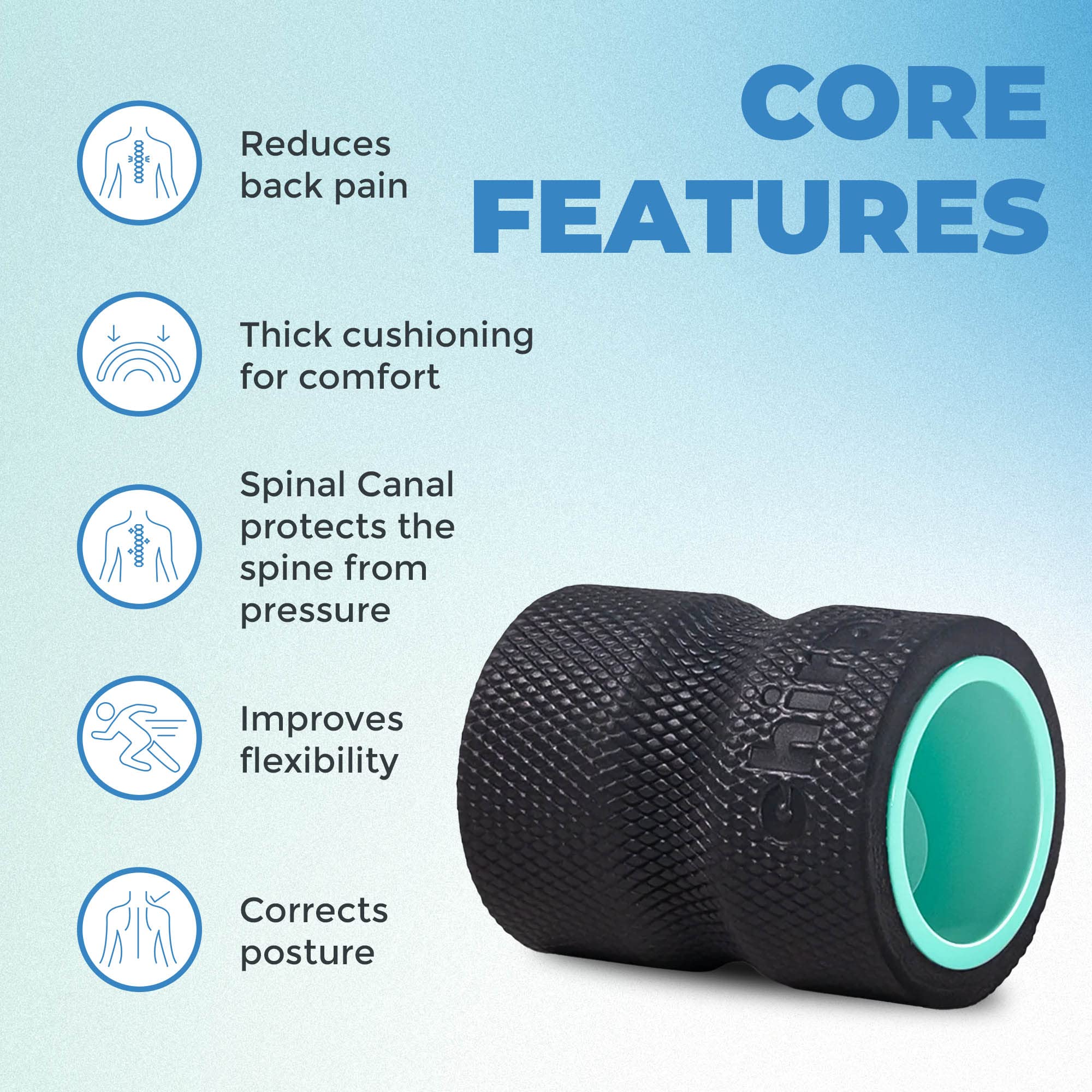 Chirp Wheel+ Foam Roller, Back & Neck Pain Relief, Mint 4-Inch