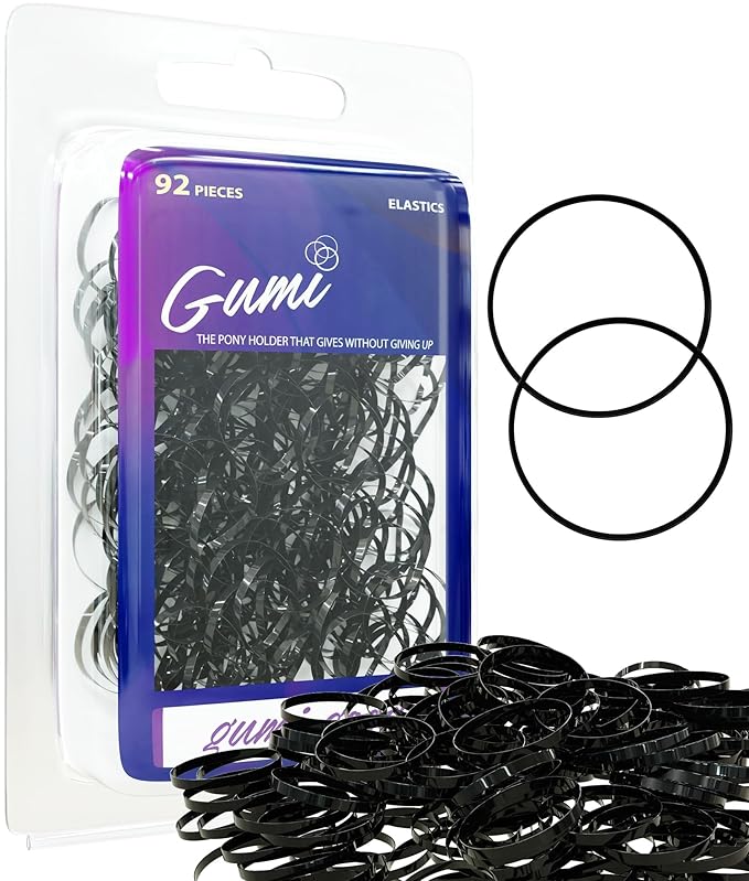 Hair Elastics - Ouchless No Damage Elastic Hair Bands (Black - Large)