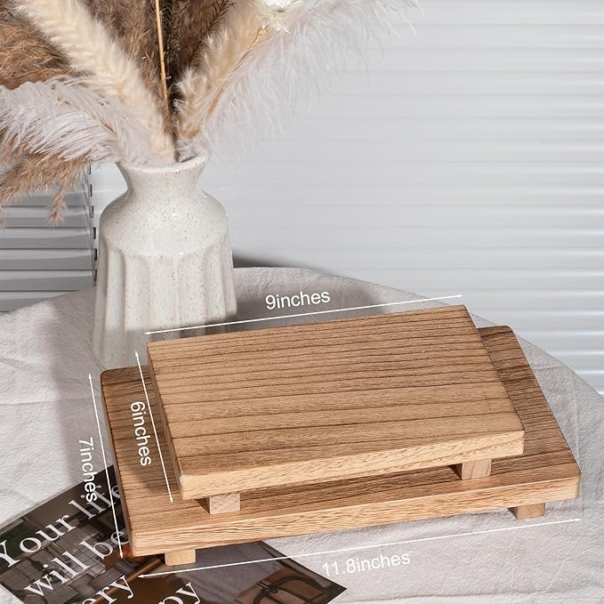 Wood Bathroom Tray Farmhouse Decor Kitchen Soap Holder, 11.8"x7" Brown
