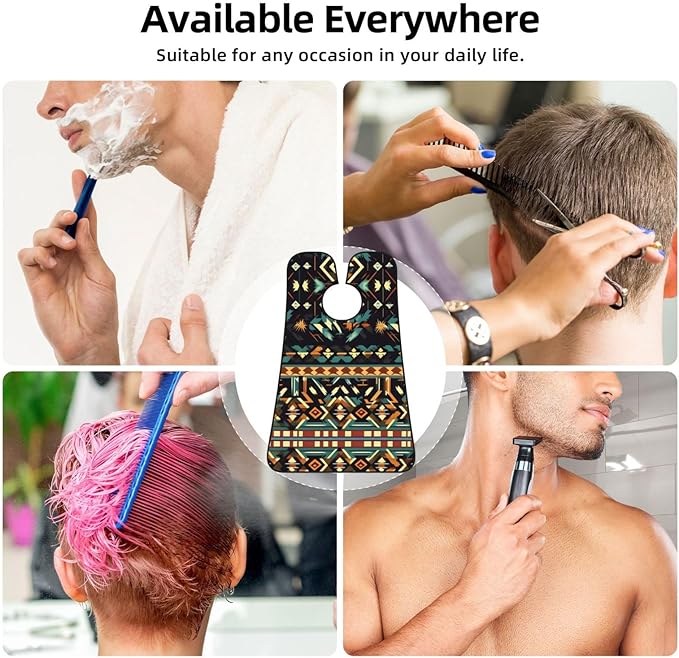 Native American Patterns Print Beard Bib Apron For Men, Beard Hair Catcher For Men Shaving Trimming,Beard Cape Cloth