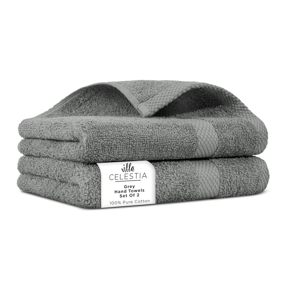 Villa Celestia Cotton Hand Towels Set of 4, 16 x 28, Oeko-TEX Certified, Quick Dry, Sage