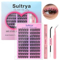 DIY Eyelash Extension Kit 100pcs Clusters HANDMADE Faux Mink Individual Clusster Lahses for Natural Fluffy Wispy Looks False Eyelashes Self Application at Home with Bond Seal Tweezers (13mm, S01 KIT)