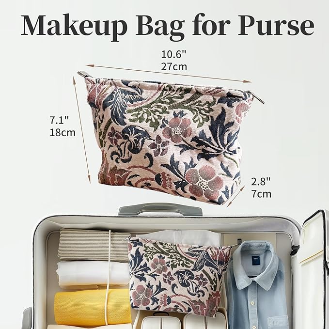 itgowisa Floral Makeup Bag for Women, Travel Makeup Pouch Purse Organizer