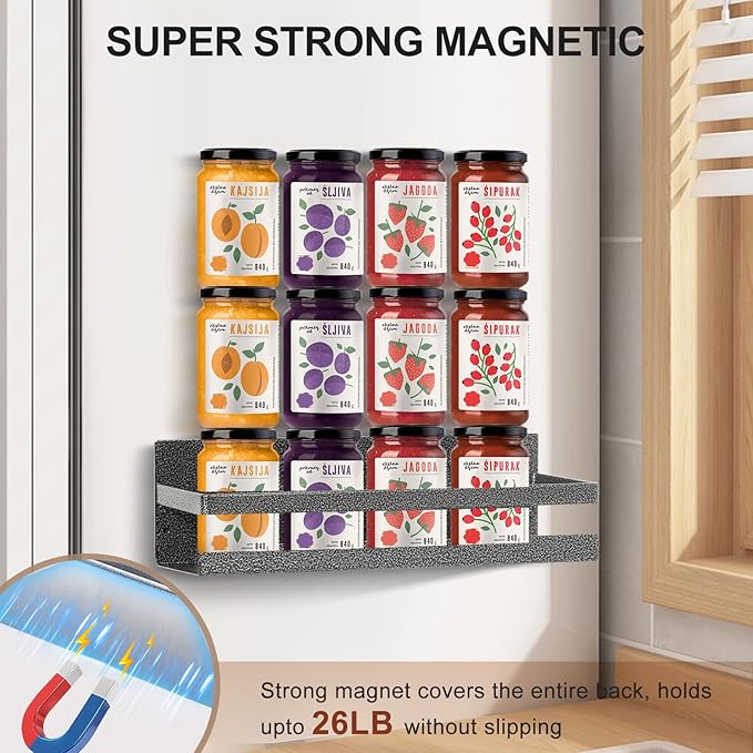 Uten Magnetic Spice Rack for Refrigerator 2 Pack, Spice Organizer Kitchen