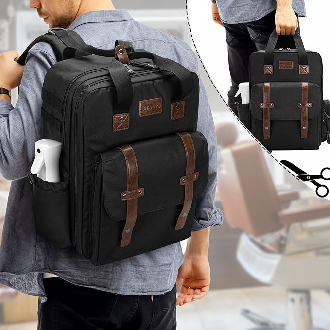 BAFASO Large Capacity Barber Case, Travel Hairdresser Bag, Black