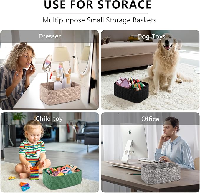 OIASKET 6 Pack Storage Baskets for Shelves, Small Baskets for Shelves, Cute Decorative Storage Bins, Organizer Basket for Gifts Empty, 11.8''Lx7.8''Wx4.7''H-Green