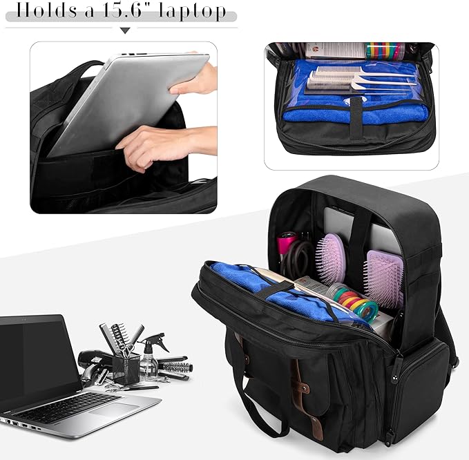 BAFASO Large Capacity Barber Case, Travel Hairdresser Bag, Black