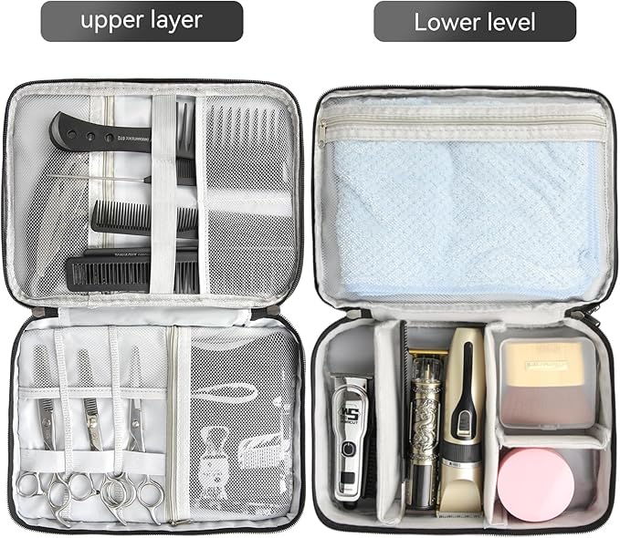 AIHOPESTO Barber Case Barber Tool Bags Barber clipper Bag Barber Cases for Clippers and Supplies Professional Barber Accessories Kit Hair Cutting Scissors Storage Bag Shaving Kits (Black)