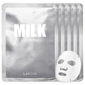 LAPCOS Milk Sheet Mask - Moisturizing & Gently Exfoliating Face Masks with Ceramide NP & Violet Flower to Replenish Dry Skin - Highly Breathable Microfiber Sheet - Korean Skin Care (Pack of 5)