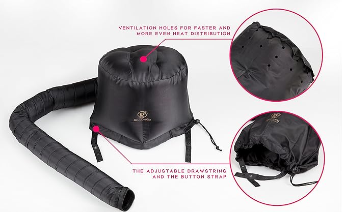 Beauté Seoul Hooded Hair Dryer Attachment - Soft Bonnet for Fast Blow Drying
