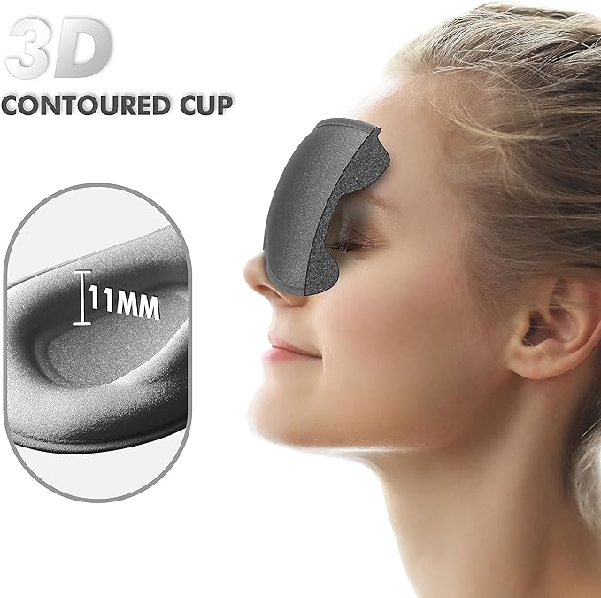 Sleep Eye Mask for Men Women, Lash Extensions 3D Sleeping Mask, Travel Blackout Night Blindfold Eye Shade Cover with Adjustable Strap (Ash Grey)