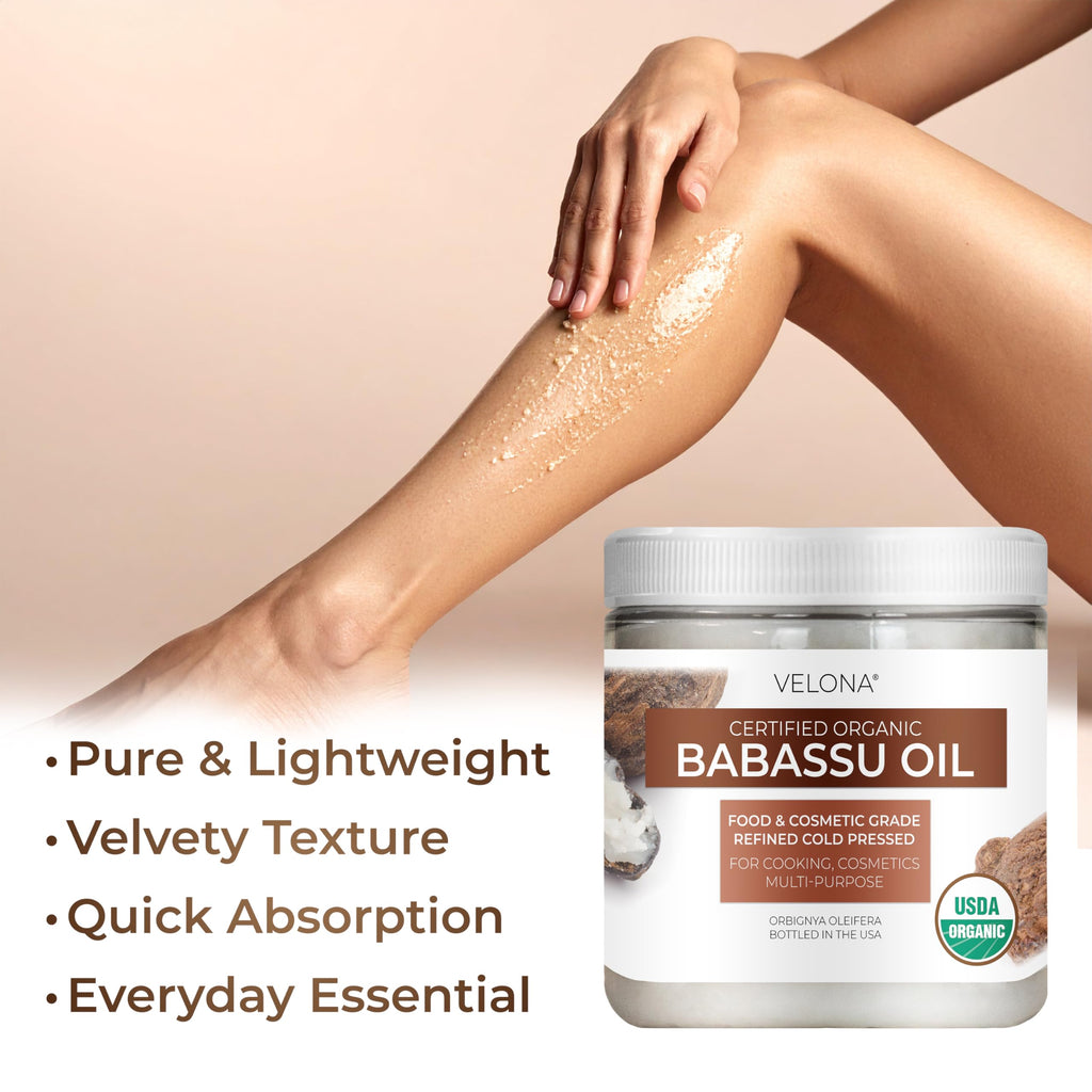 velona Babassu Oil USDA Certified Organic - 16 Fl Oz | 100% Pure and Natural Carrier Oil | Refined, Cold Pressed | Face, Hair, Body & Skin Care and Cooking | Use Today - Enjoy Results