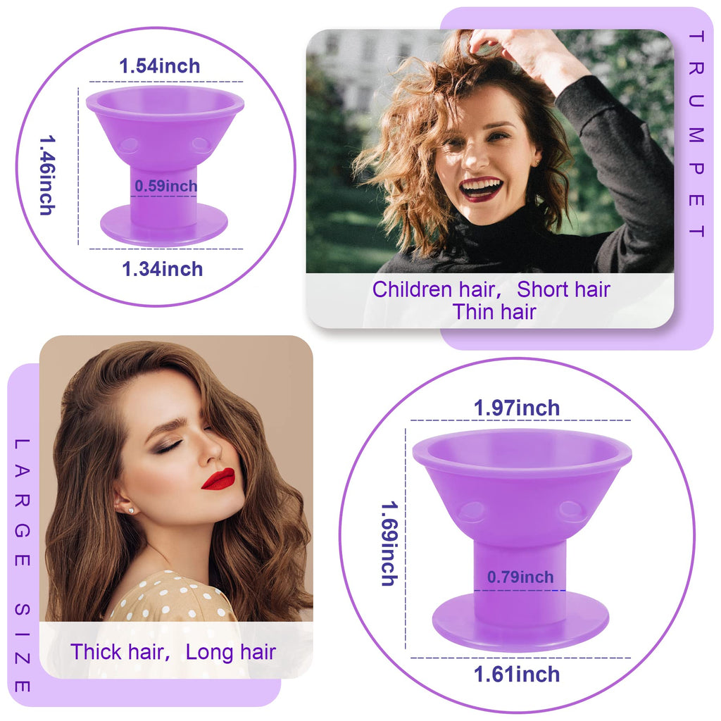 JANYUN 40Pcs Purple Hair Rollers,Silicone Heatless Curlers for Women Girl