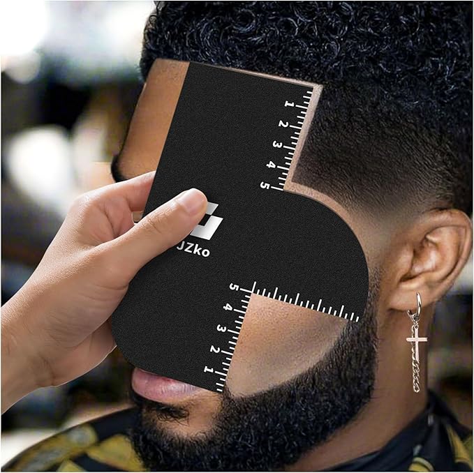2Pcs Barber Accessories for Hairline Shaping, Enhancement Card for Barbers Reusable Color Spray Edge Line Up Tool for Barber Accessories with Measurement Indicators, Hairline Enhancement Spray for Men