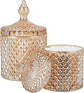 2 Pack Qtip Holder Apothecary Jars with Lid, Small and Large Amber