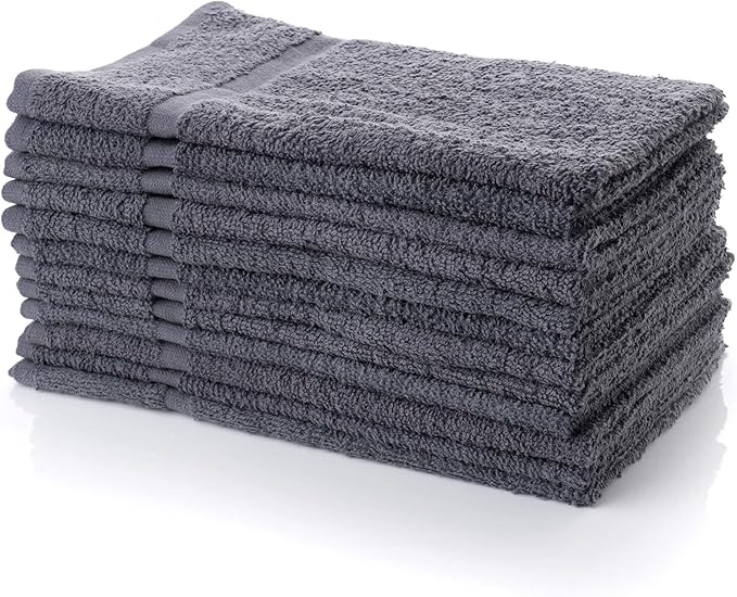 Simpli-Magic Cotton Hand Towels 16"x27" (12 Pack) – Soft Towels for Bathroom, Kitchen, Salon & Gym (Gray)