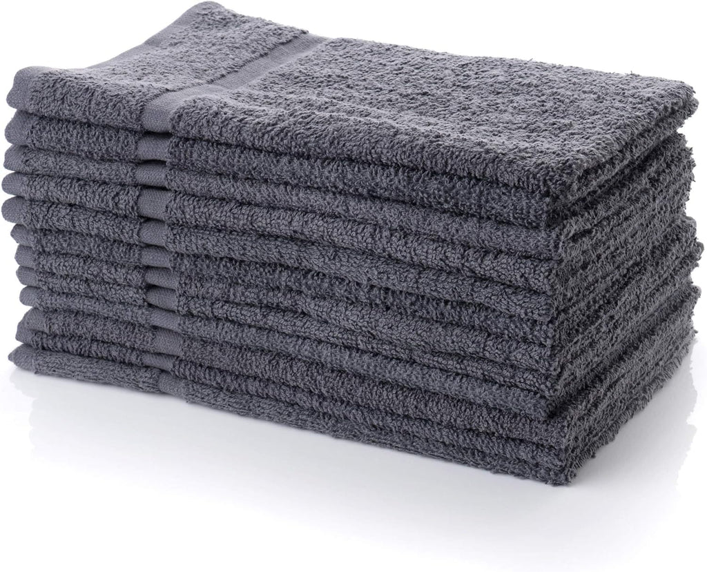 Simpli-Magic Cotton Hand Towels 16"x27" (12 Pack) – Soft Towels for Bathroom, Kitchen, Salon & Gym (Gray)