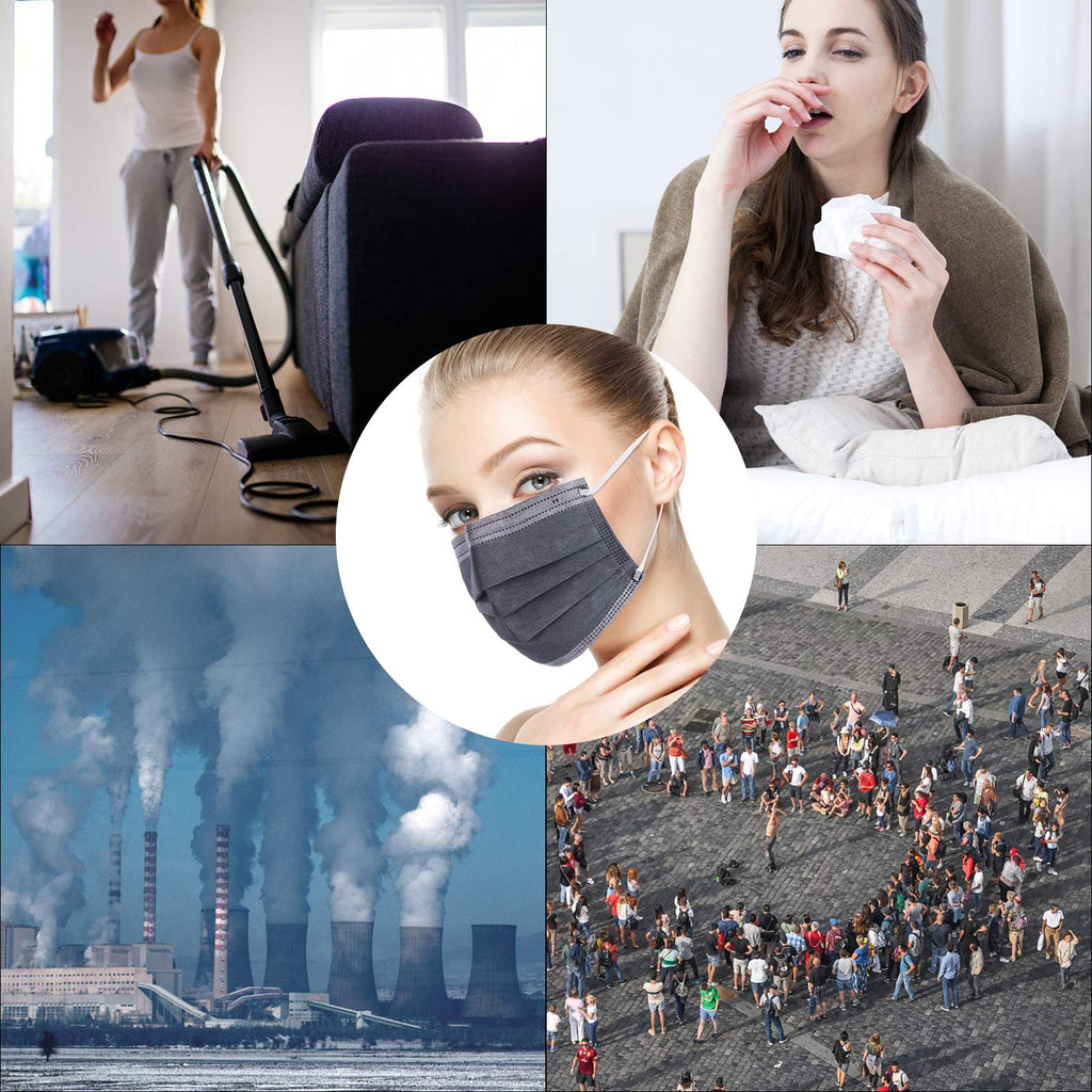 Borje Grey Disposable Face Mask 100 Pcs Grey Face Masks 3 Ply Protection Masks