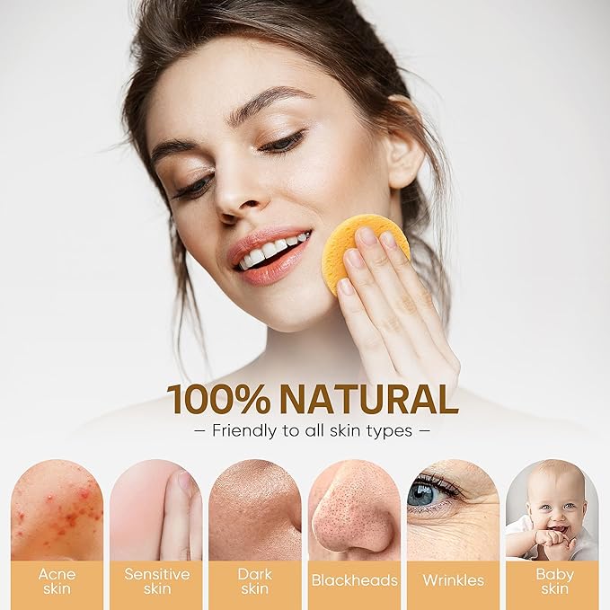 50-Count Compressed, GAINWELL Cellulose, 100% Natural Cosmetic Spa Sponge for Facial Cleansing, Exfoliating Mask, Makeup Removal