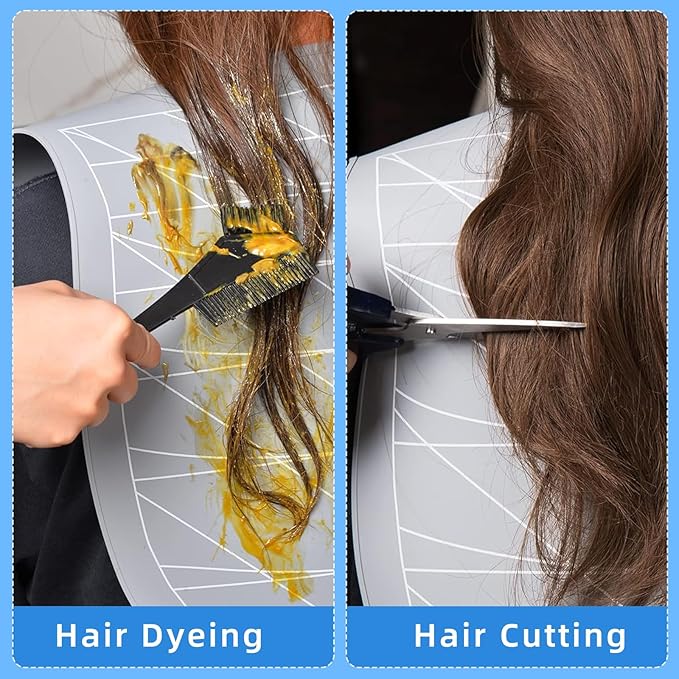 Professional Hair Cutting Cape with Geometric Grid Pattern, Longer Silicone Waterproof Cutting Mat,Neck Guide (Gray)