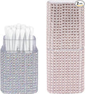 2 Pack Cotton Swab Holder for Travel, Portable Diamond Dental Floss Storage Box, Small Qtips Case Cosmetic Sponge Dispenser Container (Light Pink & Multicolor)