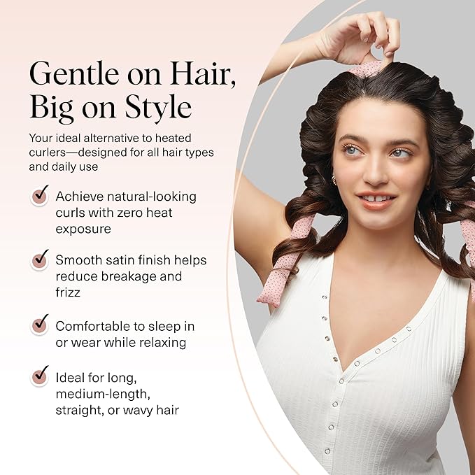 Kitsch Satin Heatless Curls Overnight Set - Micro Dot