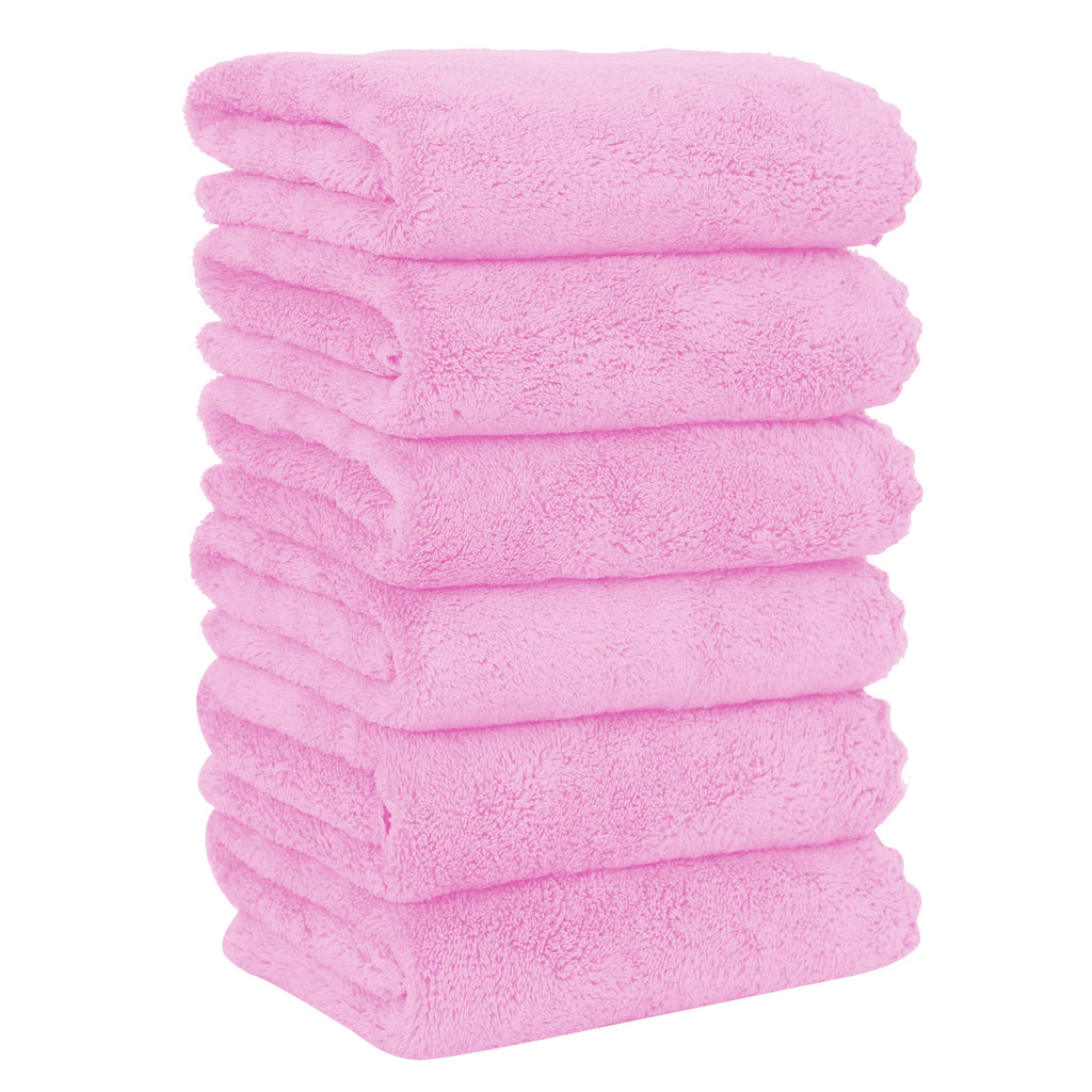 MOONQUEEN 6 Pack Premium Hand Towels - Quick Drying - Microfiber Coral Velvet Highly Absorbent Towels - Multipurpose Use as Hotel, Bathroom, Shower, Spa, Hand Towel 16 x 28 inches (Frozen Berry)