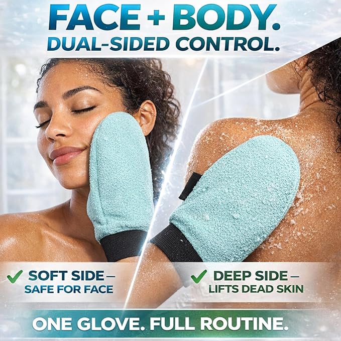 Exfoliating Glove for Shower – Dual-Sided Scrubber Mitt – Deep Exfoliation Washcloth Mittens – Dead Skin & Tan Remover for Body – Body & Face Exfoliator Loofah Wash Cloths for Showering (5-Pack)