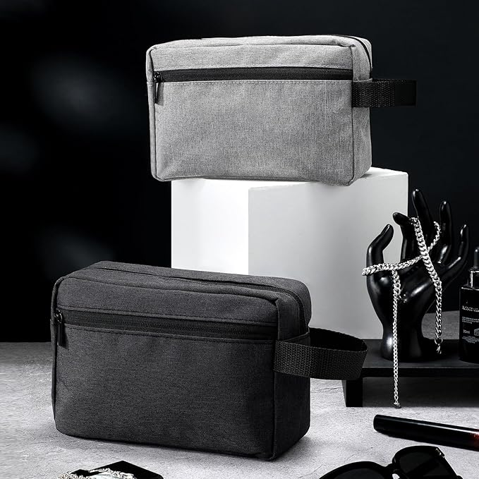 Sanwuta 8 Pcs Travel Toiletry Bags for Men Large Water Resistant Shaving Bag Portable Cosmetic Storage Bags with Handle Travel Pouch Case for Father's Day Wedding Gifts 4 Colors