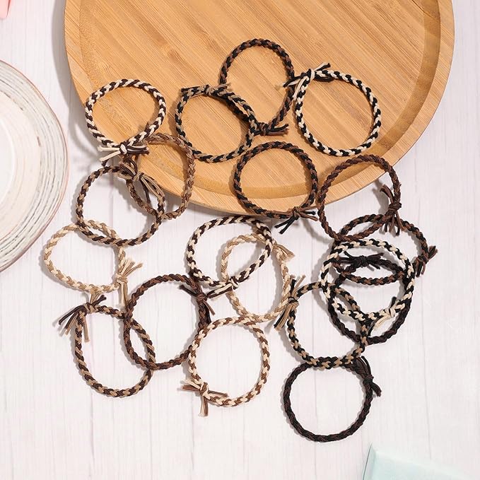 Pack of 100 Braided Elastic Hair Ties Hair Ropes Rubber Bands Ponytail Holder Thick Thin Hair Scrunchies Accessories for Women Girls