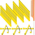 48 Pieces Hair Perm Rods Short Cold Wave Rods Plastic Perming Irons Hair Curling Rollers Curlers with Steel Pintail Comb Rat Tail Comb for Hairdressing Styling Supplies(0.28 Inch,Yellow and Orange)