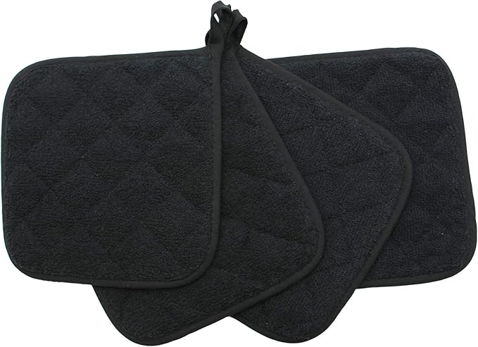 GQZLUCK Cotton Pot Holders, Hot Pads for Kitchen,Set of 4, Black