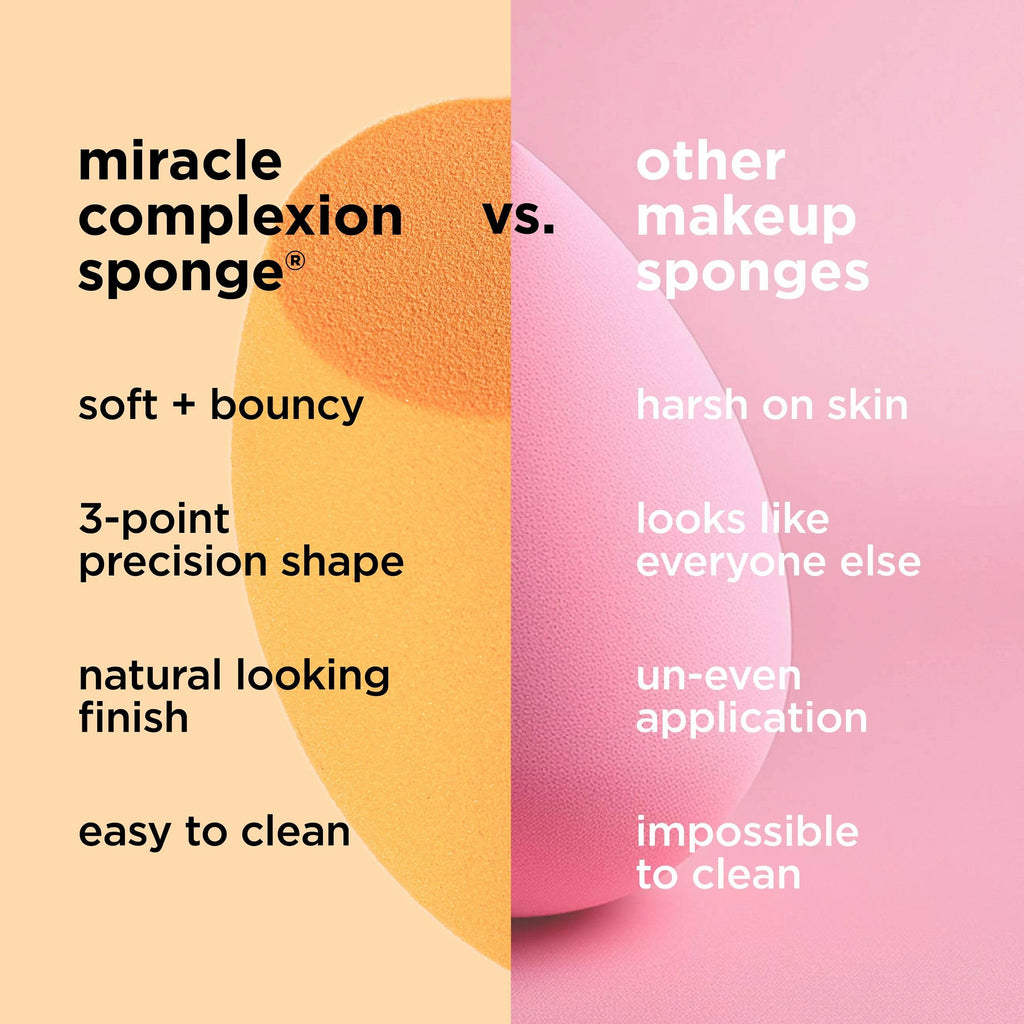 Real Techniques 6 Pack Assorted Makeup Blending Sponges, 3 Miracle Makeup Sponges, For Blending, Baking, And Setting, Use With Foundation & Powder, Dewy or Matte Finish, Cruelty-Free